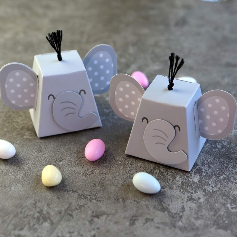 Kate Aspen Adorable Elephant Favor Box (Set of 12), One Size, Grey & Black - Image 3